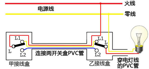 双控开关接线
